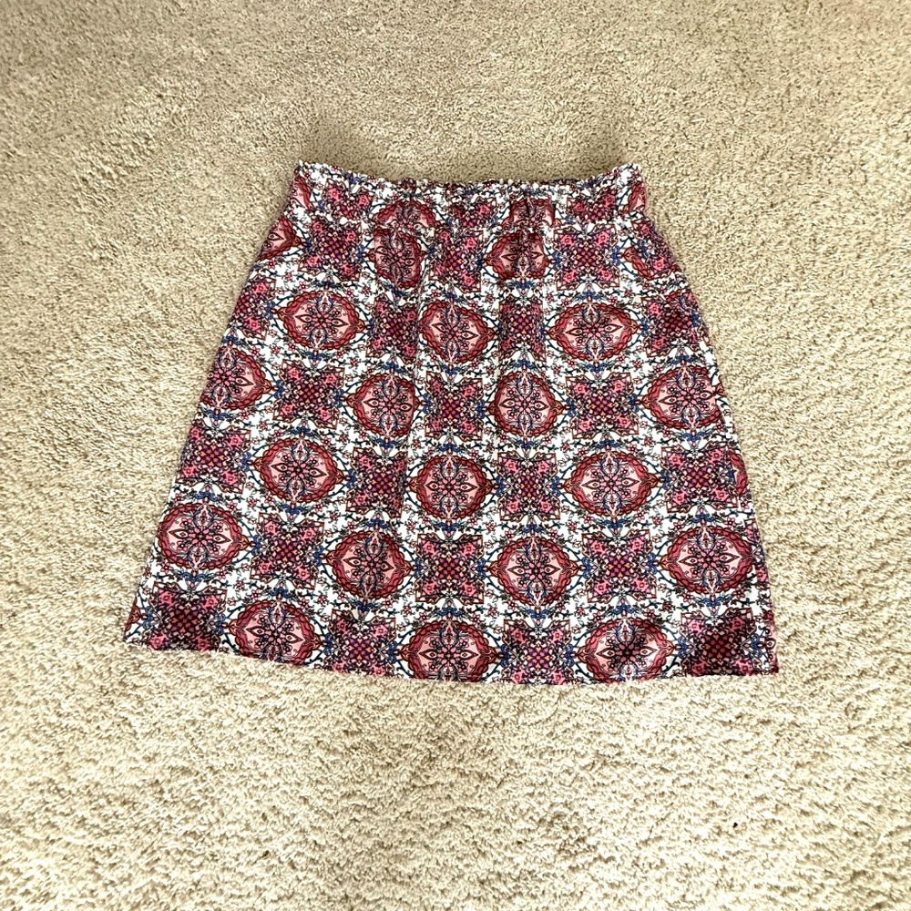 LOFT Mini Skirt Pink Blue White Pattern Size S - Picture 3 of 9